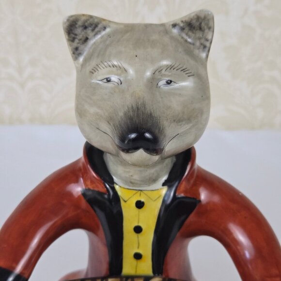 Vintage Fancy Fox Butler Holding Bowl Ceramic Candy Dish Key Holder Figurine - Picture 2 of 11